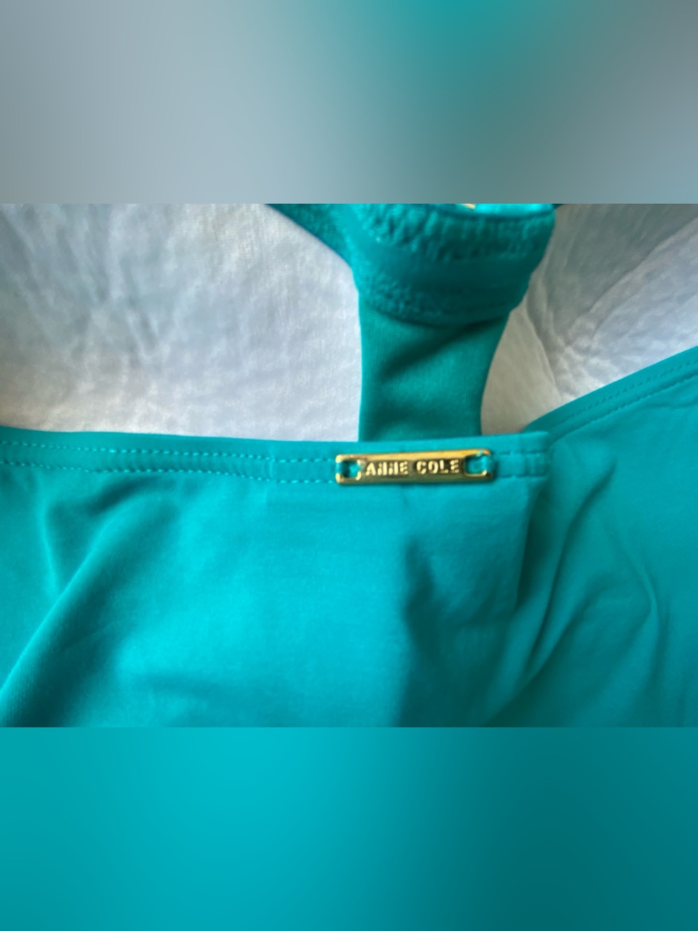 Anne Cole Teal Swim Top with Gold Accent - Picture 2 of 3